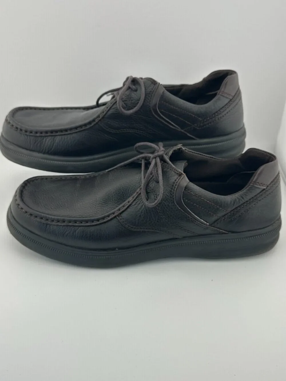 HUSH PUPPIES MEN'S DARK BROWN LEATHER MOC-TOE OXFORD WALKING SHOES SIZE 13